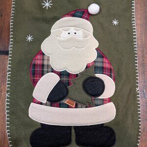 Olive Green Table Runner Santa Claus with Snowflakes, 13"W x 70"L